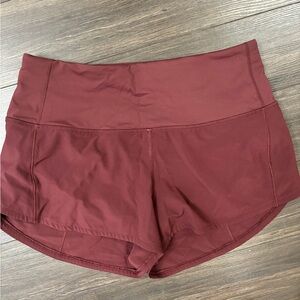 lululemon maroon speed up short